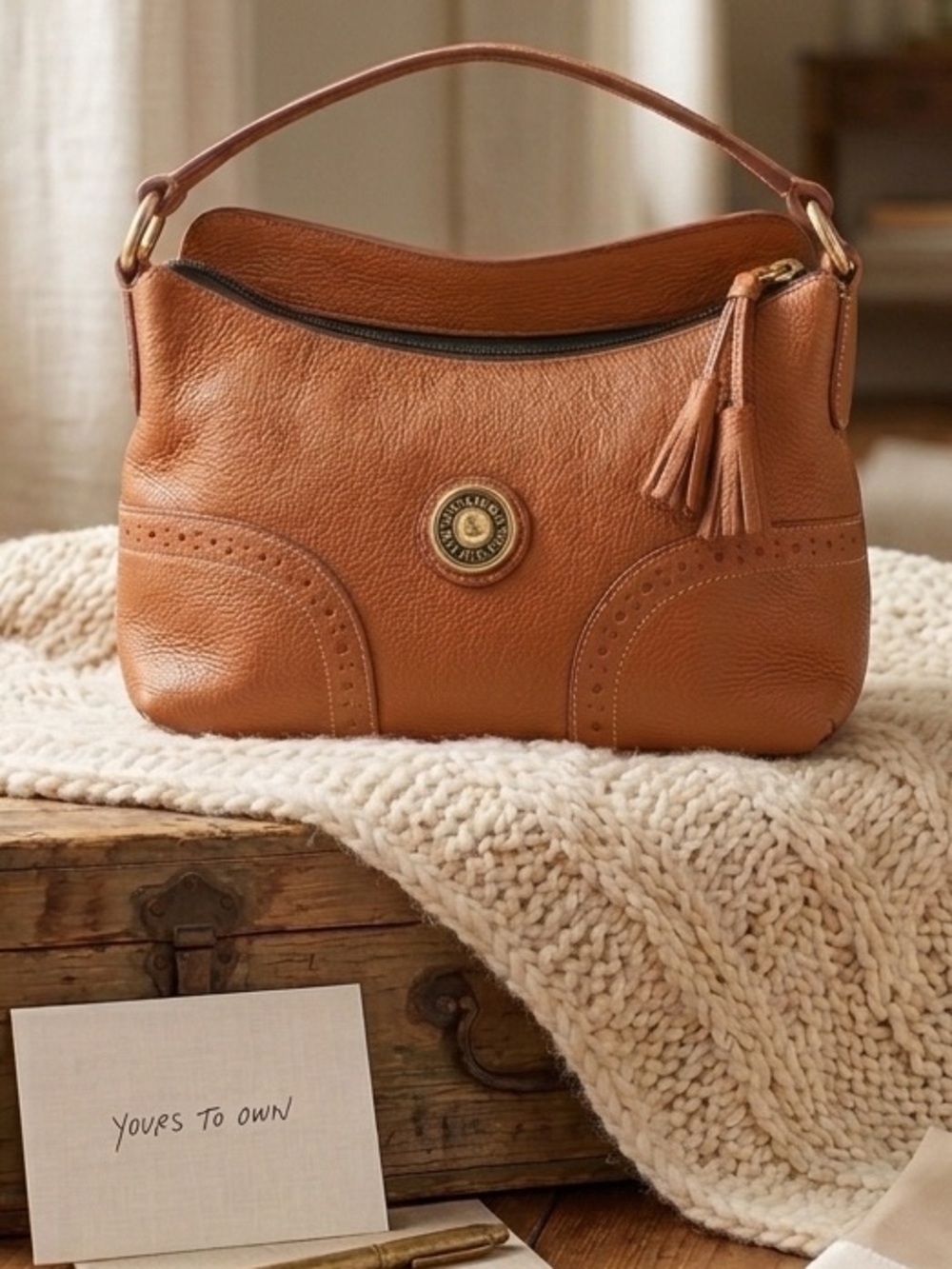 Dooney & Bourke Pebble Brown Leather Shoulder Bag